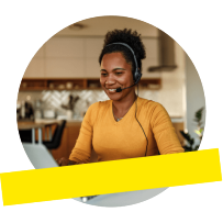 Person on laptop performing remote support from home